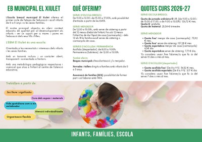 Tríptic informatiu El Xiulet preinscripcions 26-27
